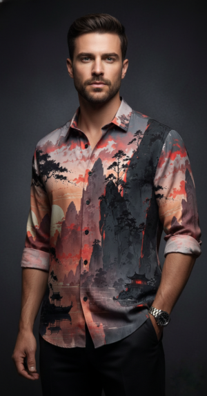 Luxury Graphic Print Full-Sleeve Shirt
