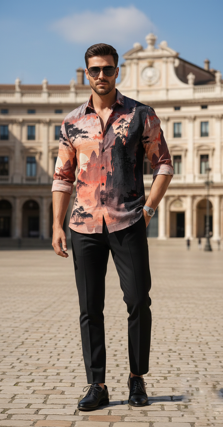 Luxury Graphic Print Full-Sleeve Shirt - Image 5