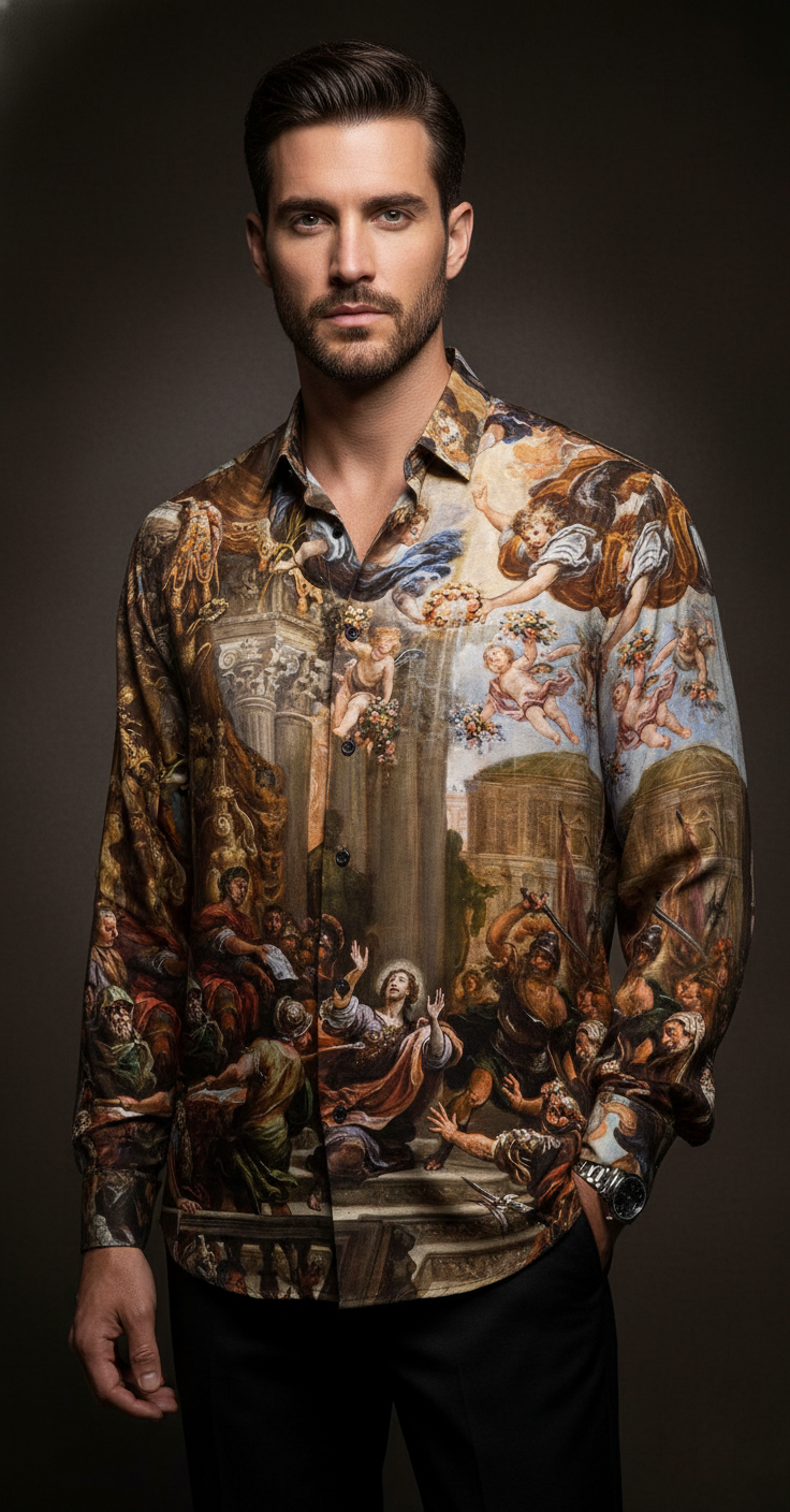 Luxury Graphic Print Full-Sleeve Shirt