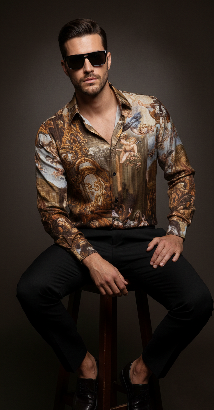 Luxury Graphic Print Full-Sleeve Shirt - Image 3