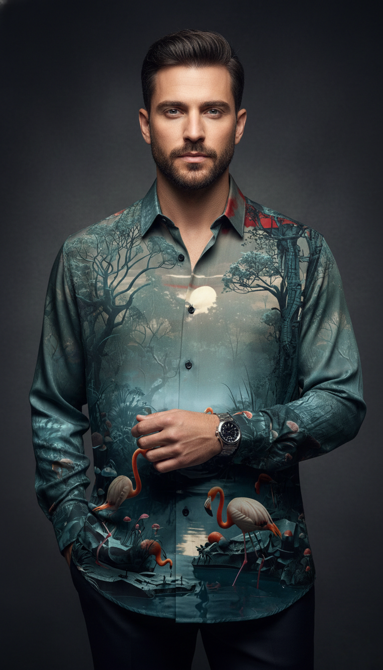 Luxury Graphic Print Full-Sleeve Shirt - Image 3