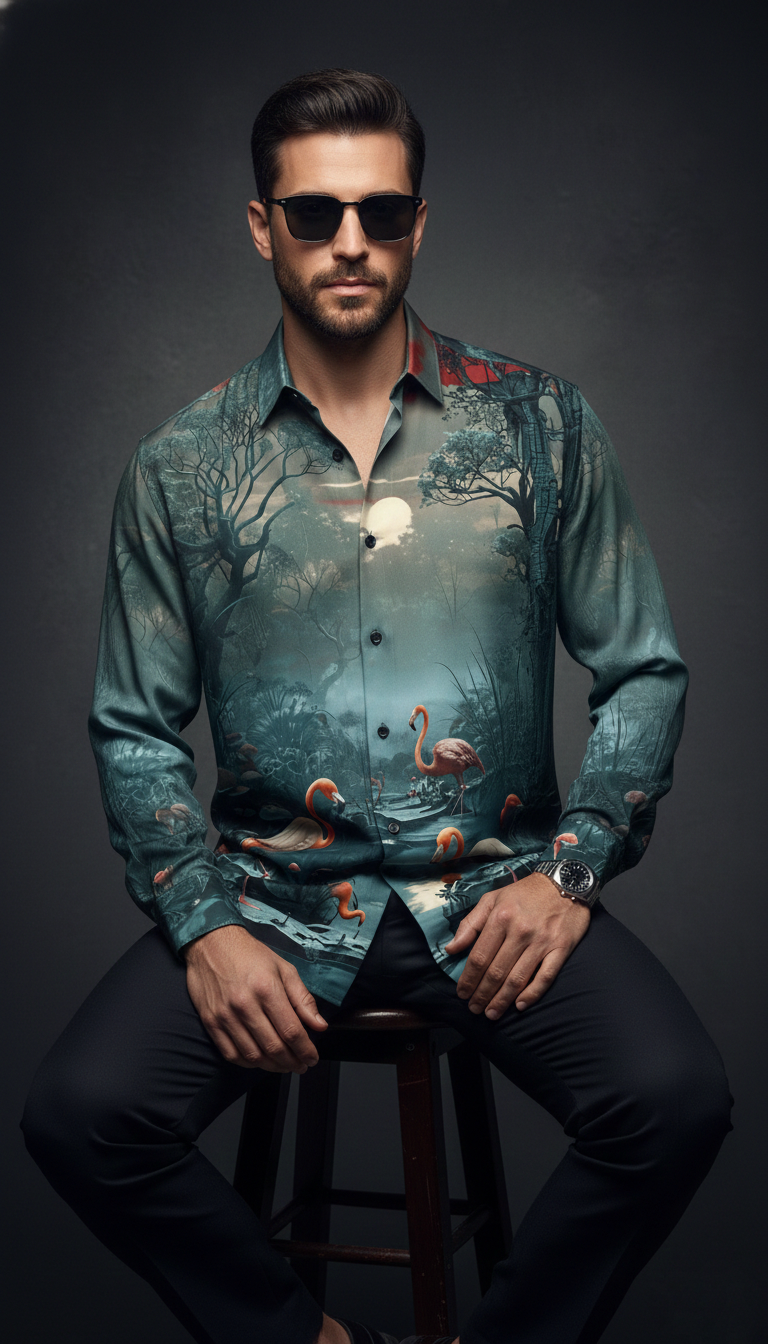 Luxury Graphic Print Full-Sleeve Shirt - Image 5