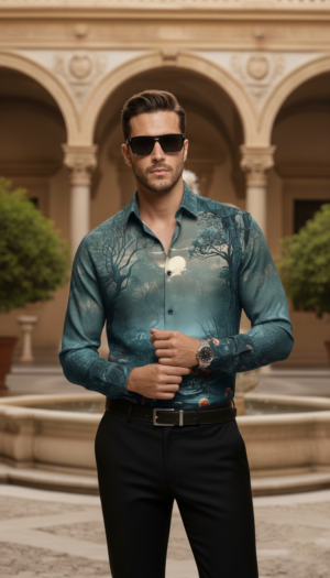 Luxury Graphic Print Full-Sleeve Shirt