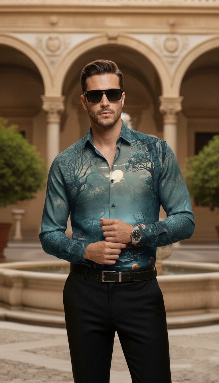 Luxury Graphic Print Full-Sleeve Shirt