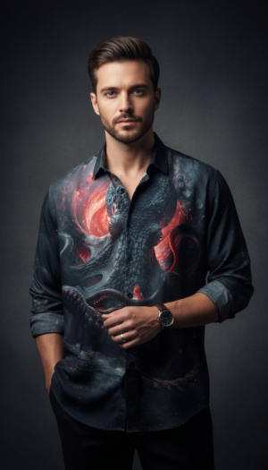 Luxury Graphic Print Full-Sleeve Shirt