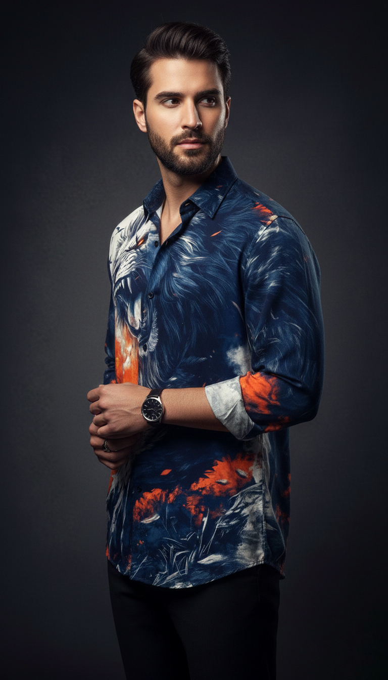 Luxury Graphic Print Full-Sleeve Shirt - Image 4