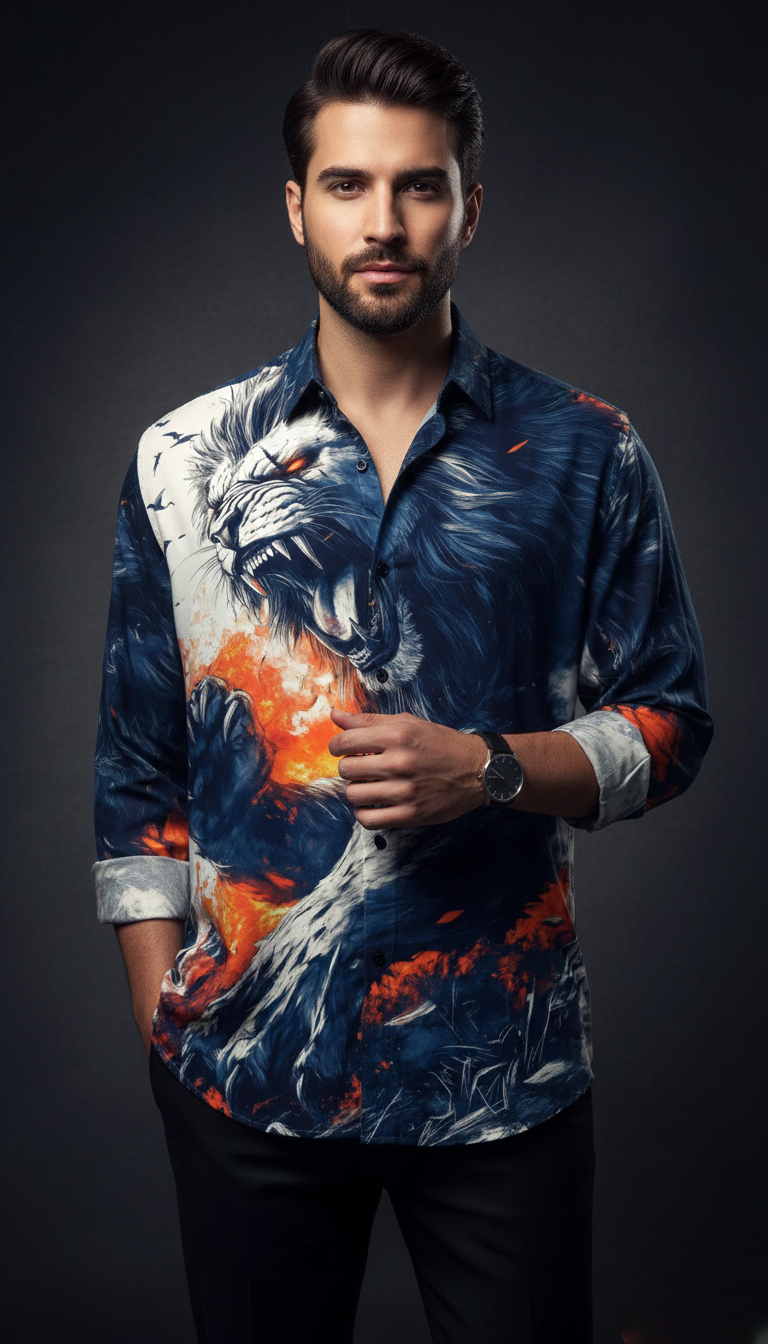 Luxury Graphic Print Full-Sleeve Shirt - Image 6