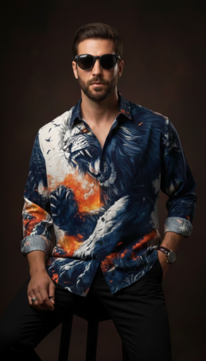 Luxury Graphic Print Full-Sleeve Shirt