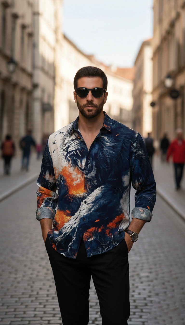 Luxury Graphic Print Full-Sleeve Shirt - Image 3