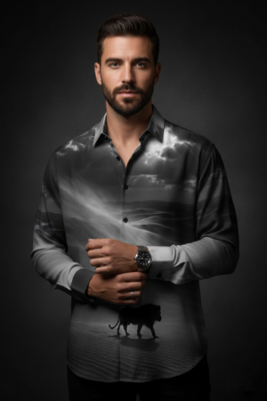 Luxury Graphic Print Full-Sleeve Shirt