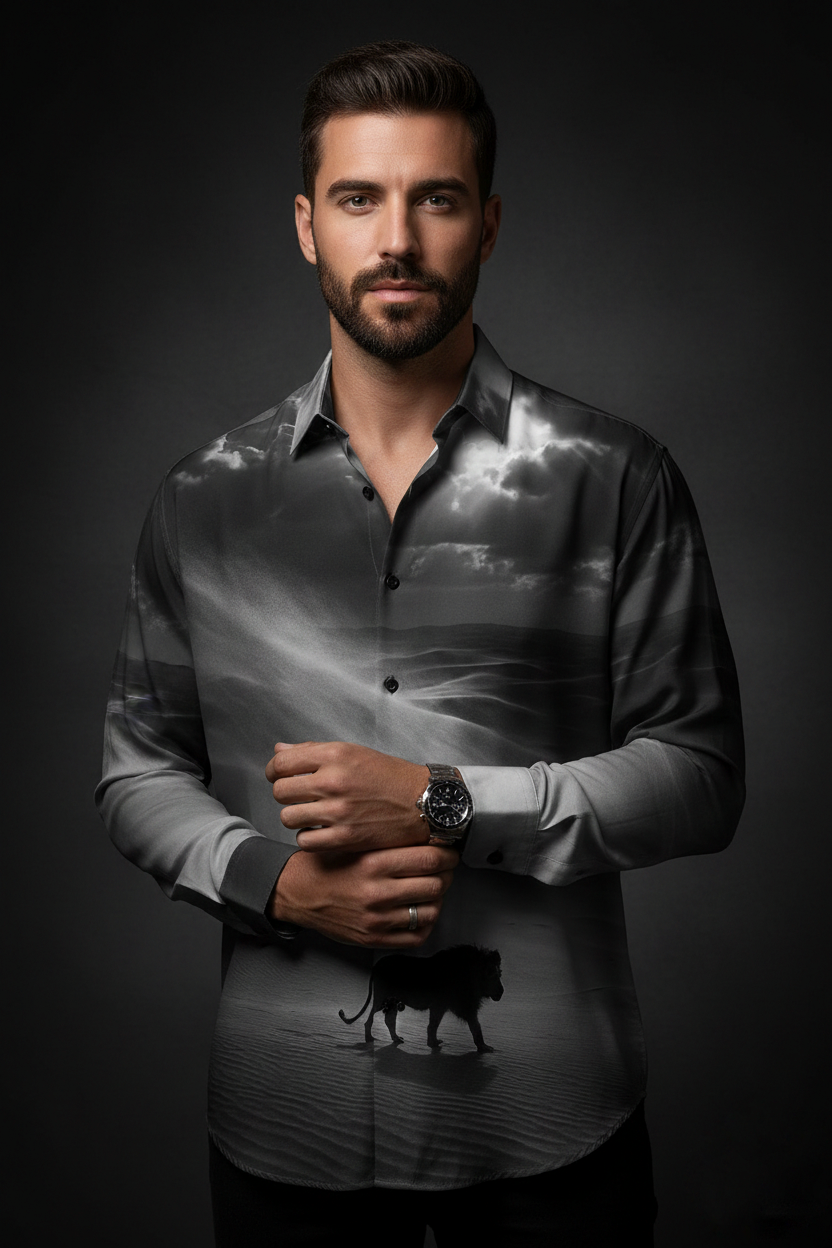 Luxury Graphic Print Full-Sleeve Shirt