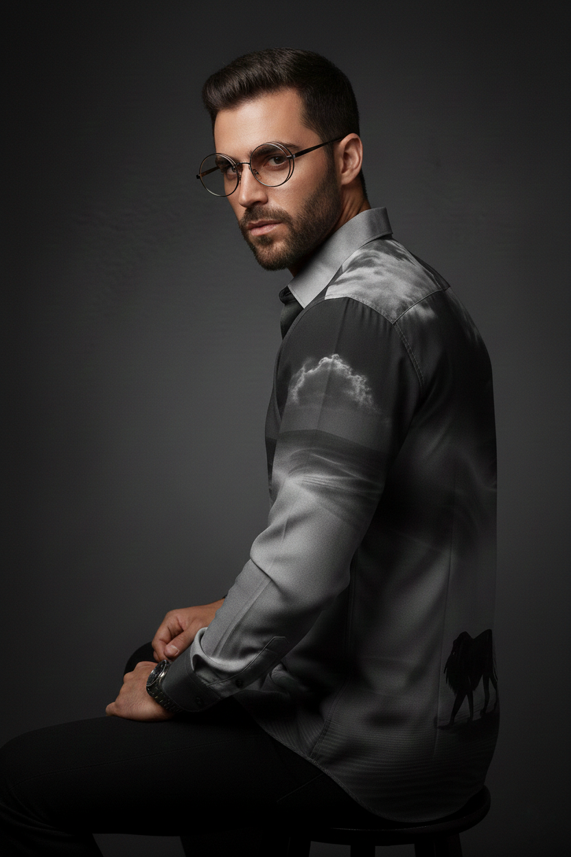 Luxury Graphic Print Full-Sleeve Shirt - Image 3