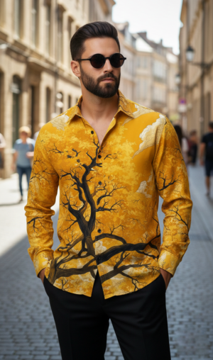 Luxury Graphic Print Full-Sleeve Shirt