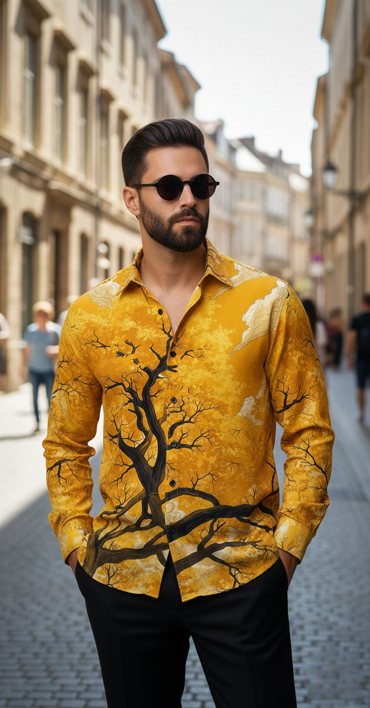 Luxury Graphic Print Full-Sleeve Shirt