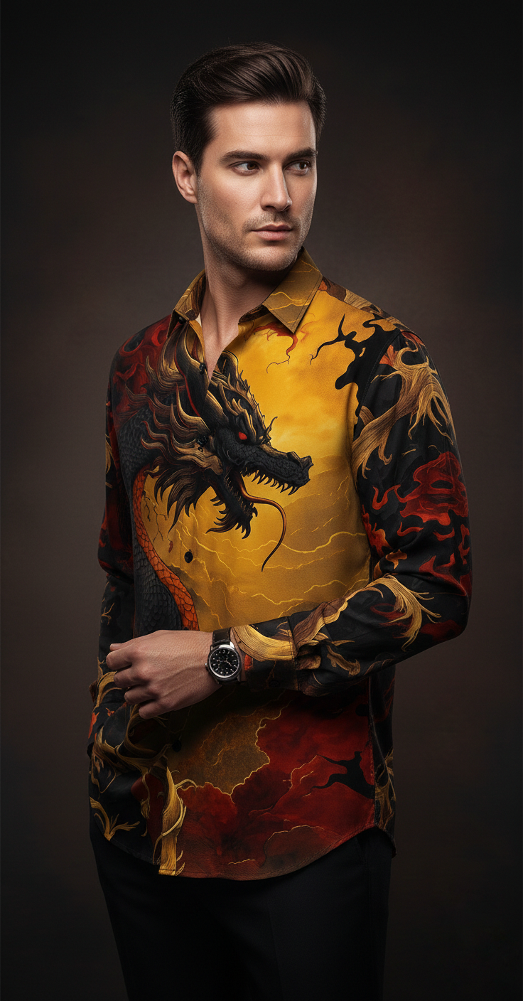 Luxury Graphic Print Full-Sleeve Shirt - Image 2