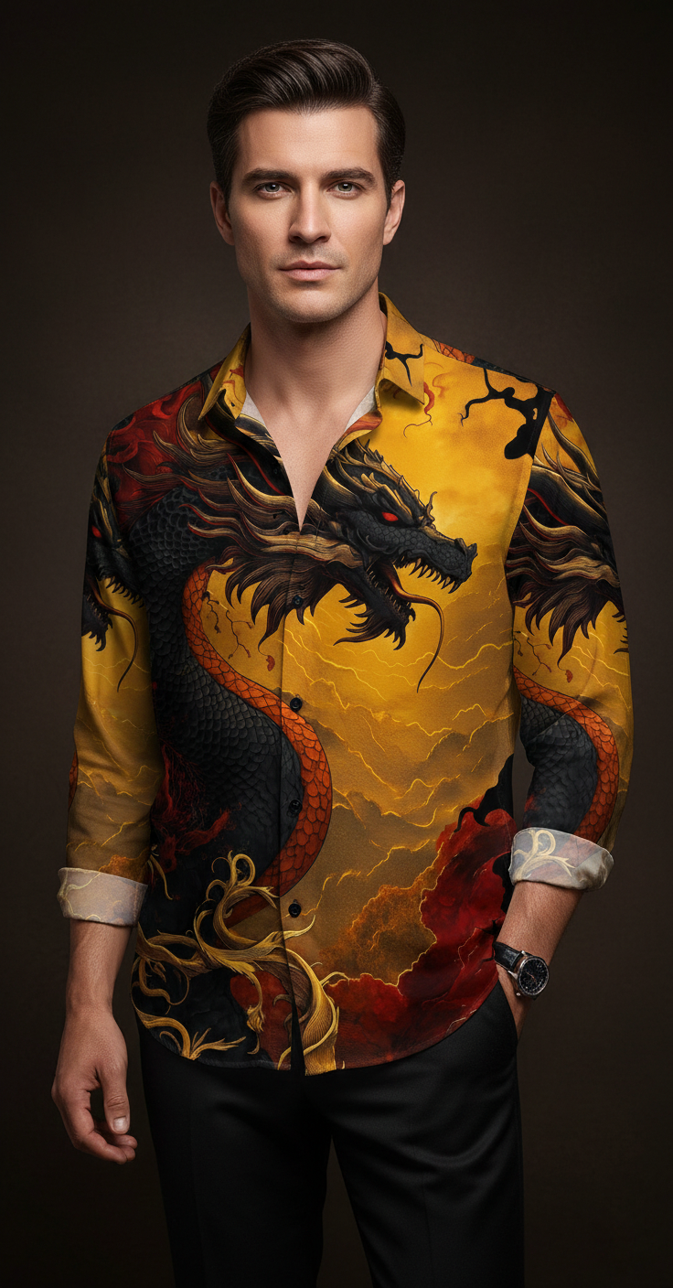 Luxury Graphic Print Full-Sleeve Shirt - Image 4