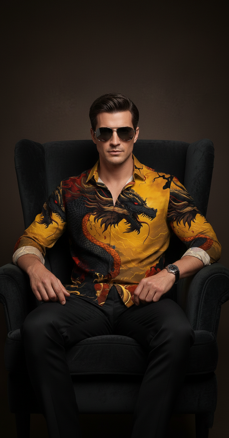 Luxury Graphic Print Full-Sleeve Shirt - Image 5