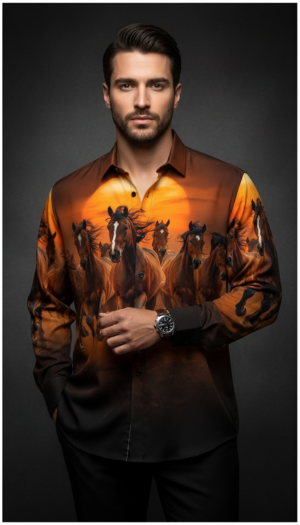 Luxury Graphic Print Full-Sleeve Shirt