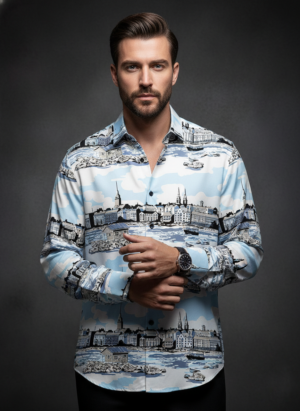 Luxury Graphic Print Full-Sleeve Shirt