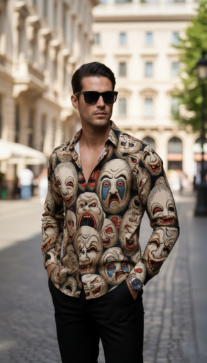 Luxury Graphic Print Full-Sleeve Shirt