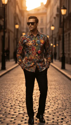 Luxury Graphic Print Full-Sleeve Shirt