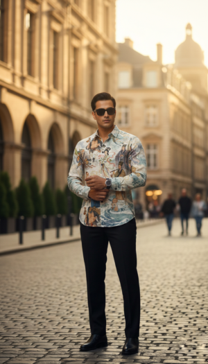 Luxury Graphic Print Full-Sleeve Shirt