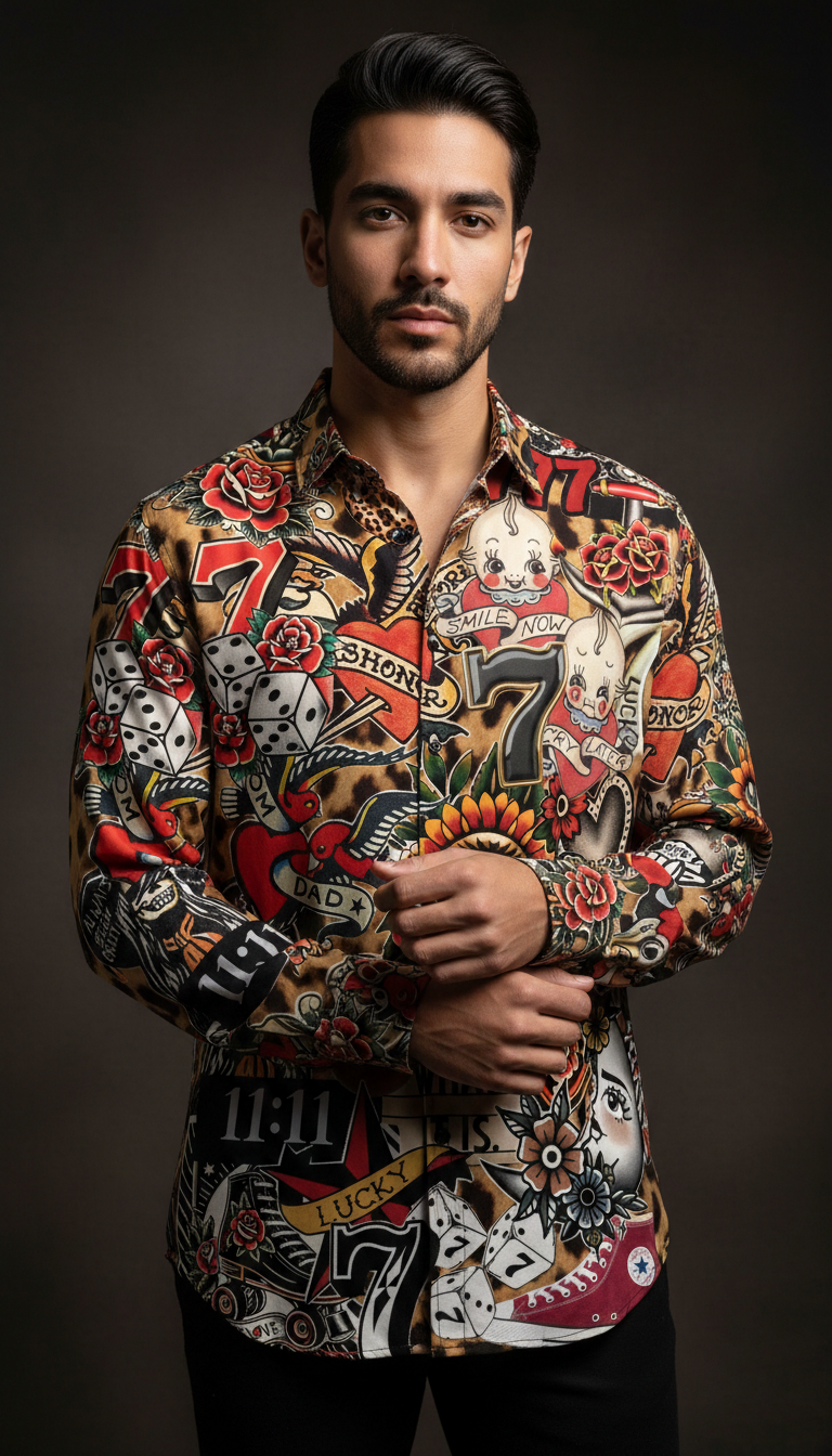 Luxury Graphic Print Full-Sleeve Shirt - Image 6