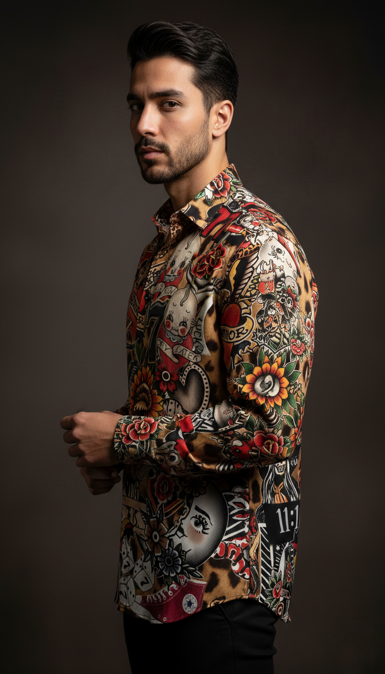 Luxury Graphic Print Full-Sleeve Shirt - Image 7