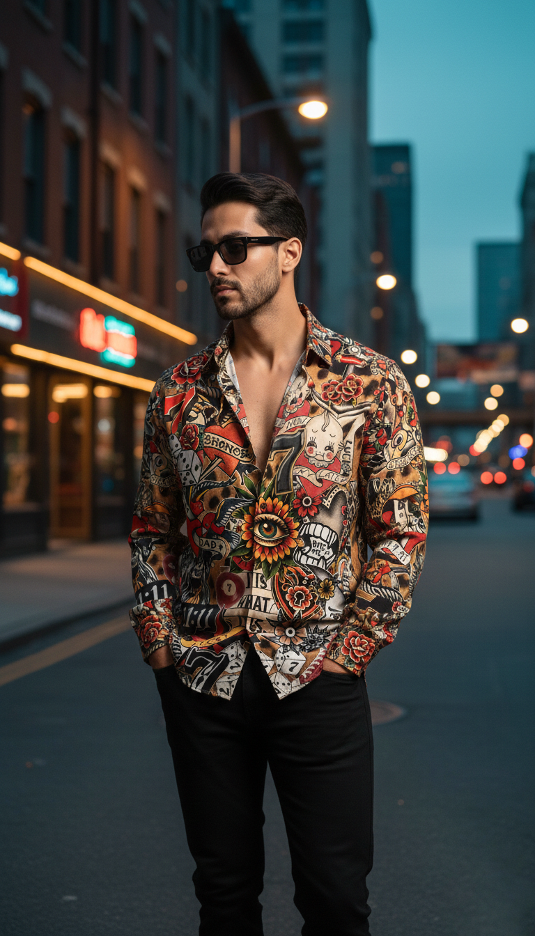 Luxury Graphic Print Full-Sleeve Shirt - Image 2