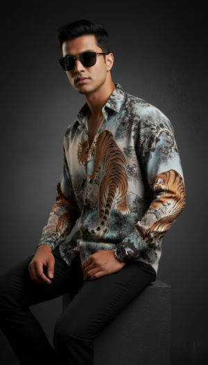 Luxury Graphic Print Full-Sleeve Shirt