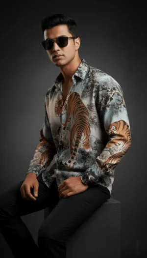 Luxury Graphic Print Full-Sleeve Shirt