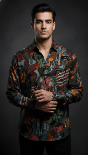 Luxury Graphic Print Full-Sleeve Shirt