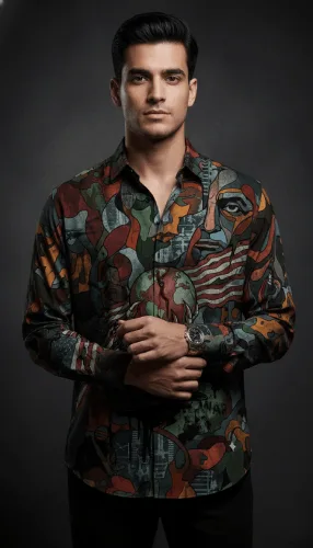 Luxury Graphic Print Full-Sleeve Shirt