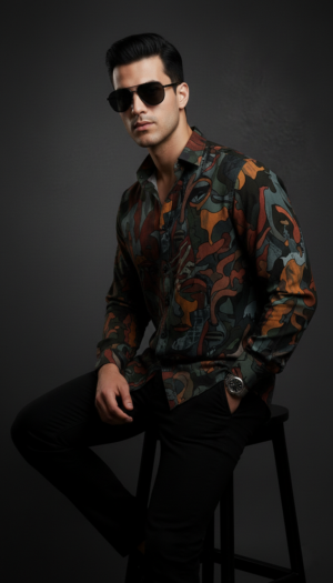 Luxury Graphic Print Full-Sleeve Shirt