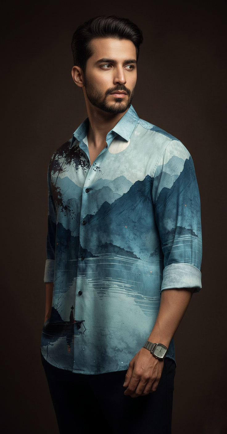 Luxury Graphic Print Full-Sleeve Shirt - Image 4