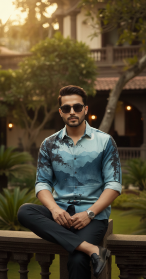 Luxury Graphic Print Full-Sleeve Shirt