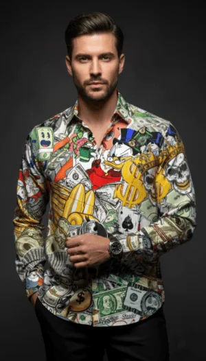 Luxury Graphic Print Full-Sleeve Shirt