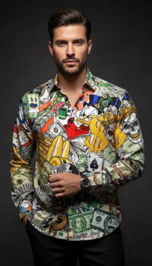 Luxury Graphic Print Full-Sleeve Shirt