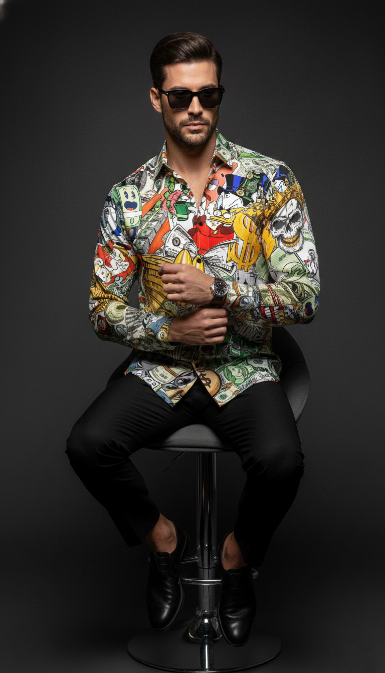 Luxury Graphic Print Full-Sleeve Shirt - Image 3