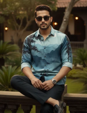 Luxury Graphic Print Full-Sleeve Shirt