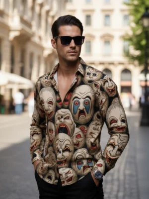 Luxury Graphic Print Full-Sleeve Shirt