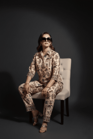 Heritage Beige Printed Co-Ord Set for Women