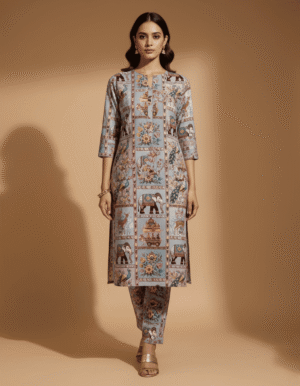 Heritage Motif Printed Kurta Set for Women