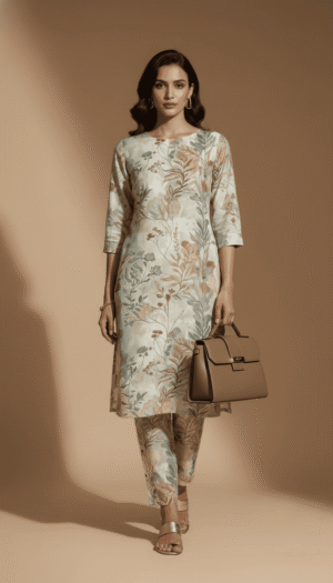 Floral Print Elegant Kurta Pant Set