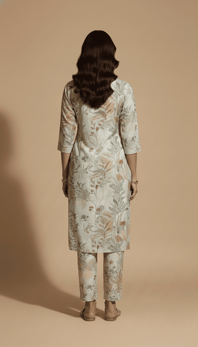 Floral Print Elegant Kurta Pant Set - Image 2