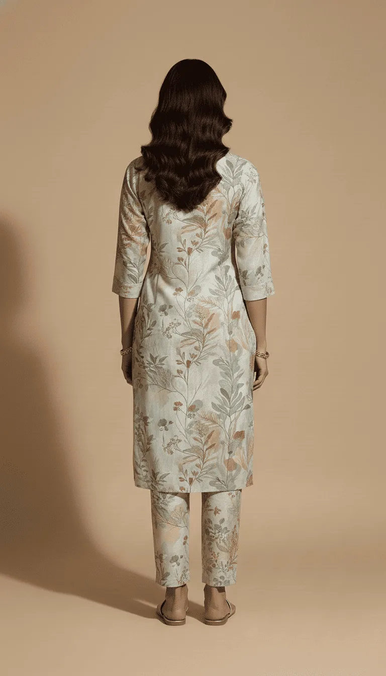 Floral Print Elegant Kurta Pant Set