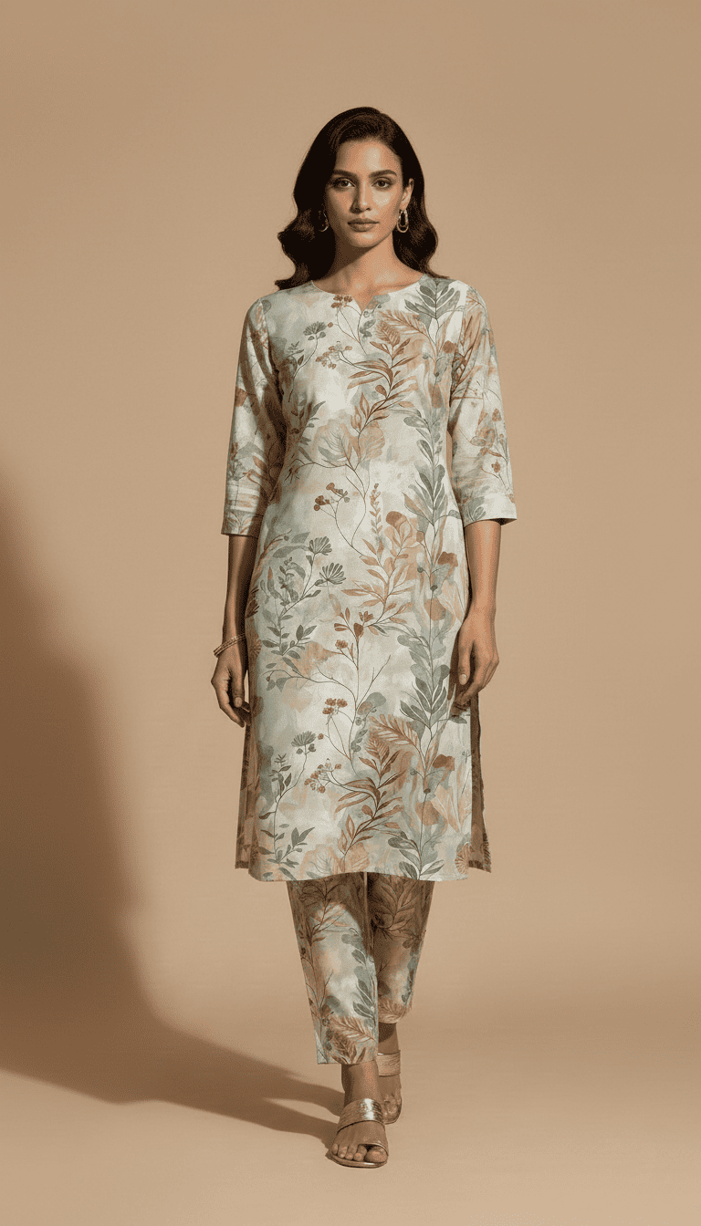 Floral Print Elegant Kurta Pant Set - Image 4