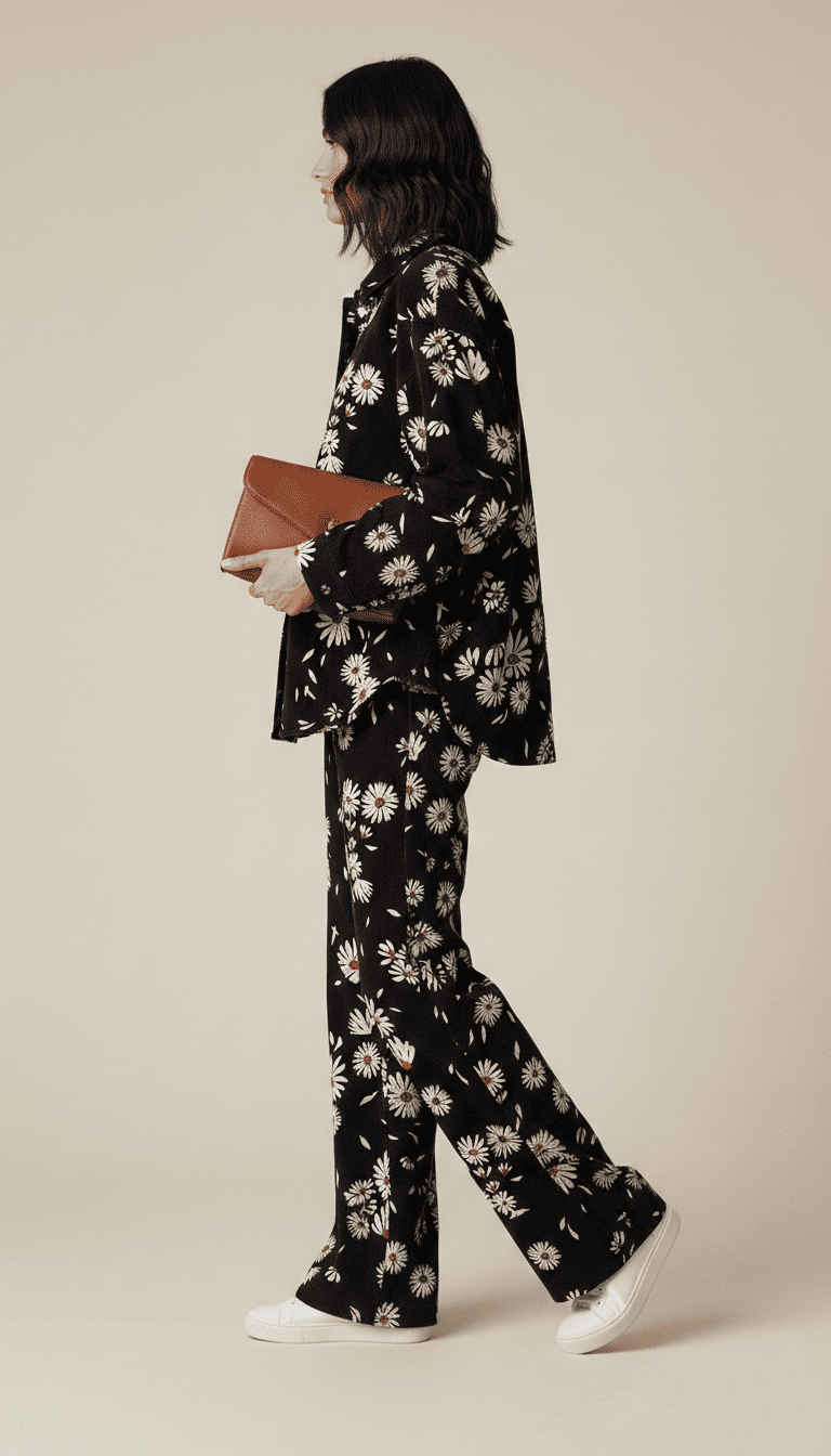 Chic Black Floral Printed Co-Ord Set for Women - Image 4