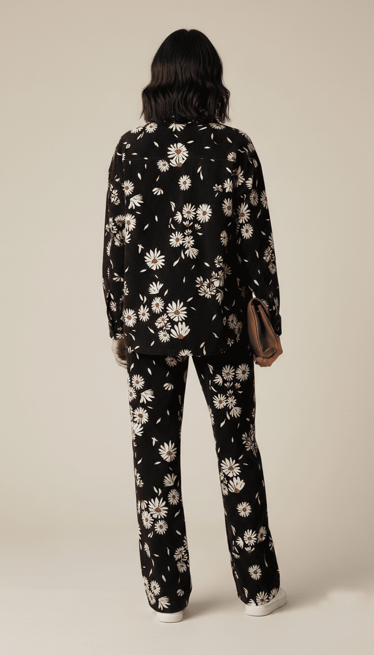 Chic Black Floral Printed Co-Ord Set for Women - Image 3