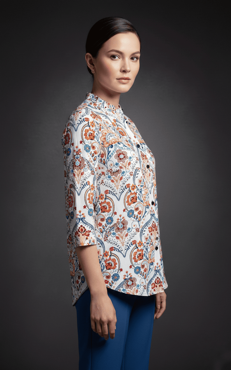 Women's Elegant Floral Print Casual Top - Image 5